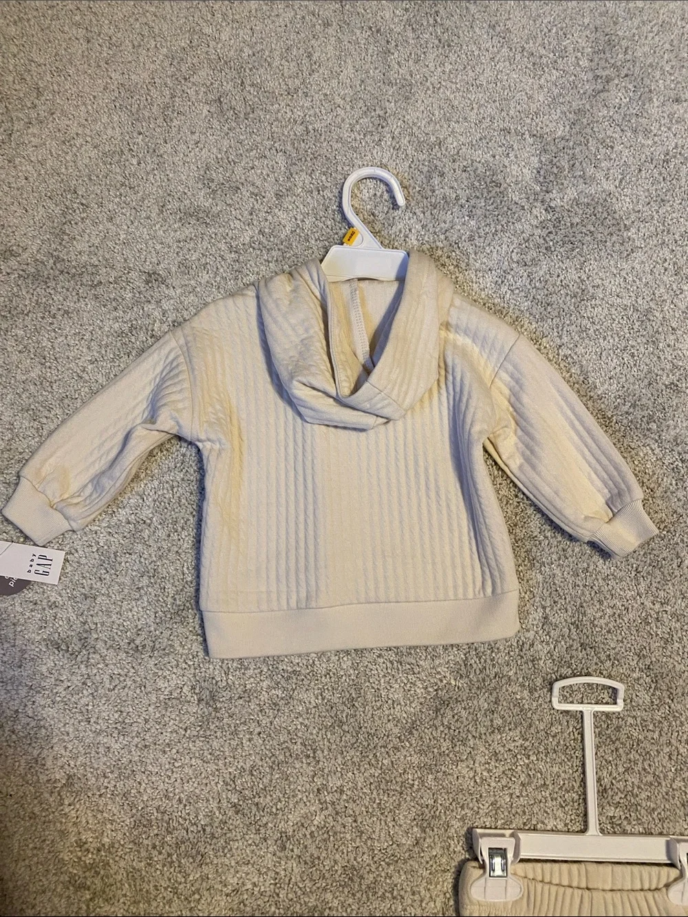 Baby GAP Cream Ribbed Hoodie & Jogger Set - Neutral Cozy Two-Piece baby 12 month